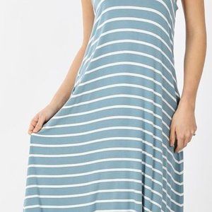 Zenana Brand Striped pocket dress